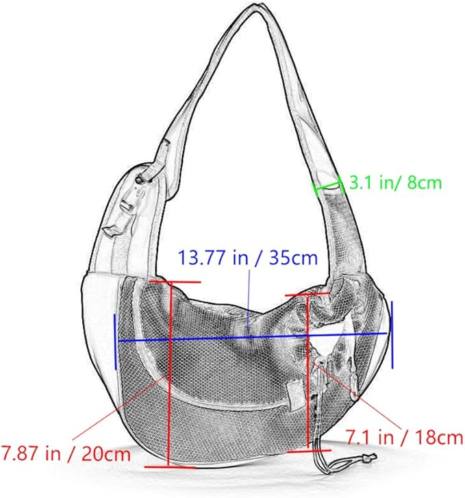 Kucehiup Pet Sling Carrier for Small Dogs Cats Breathable Mesh Travelling Hands-Free Puppy Backpack(Fits Approximately 3 lbs to 6 lb Pets)(Black)