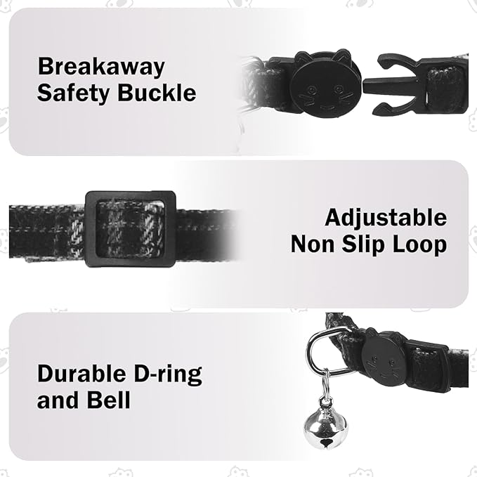 Airtag Cat Collar Breakaway with Bells and Bowtie -Upgraded Safety Kitten Collar for Air Tag Holder -Cute GPS Cat Tracker Collars for Girl Boy Cats, Kitty and Puppies, Black