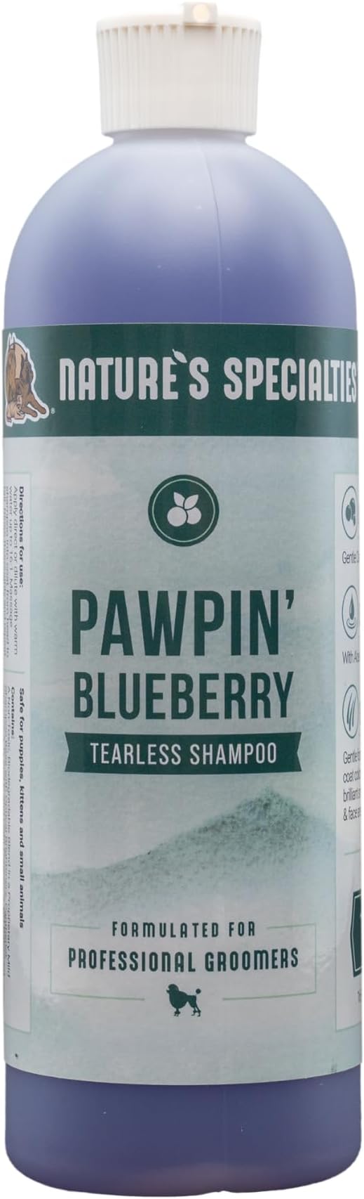 Nature's Specialties Pawpin' Blueberry Ultra Concentrated Dog Face and Body Wash for Pets, Makes up to 2 Gallons, Natural Choice for Professional Groomers, Tearless Formula, Made in USA, 16 oz