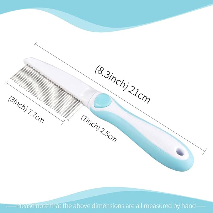 Professional Stainless Steel Grooming Comb for Dogs & Cats - Detangler for Long/Curly Hair, Removes Tough Mats, Knots & Tangles - Pain-Free Undercoat Deshedding Tool for DIY Pet Grooming