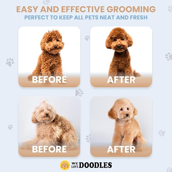 We Love Doodles Dog Cleaning Gloves Wipes - Pet Bathing Wipes for Dogs, Paws, Face, Body, Ears - Safe, Easy & Effective - Individually Packaged, Rinse-Free, Double-Sided, Alcohol-Free (6 Pieces)