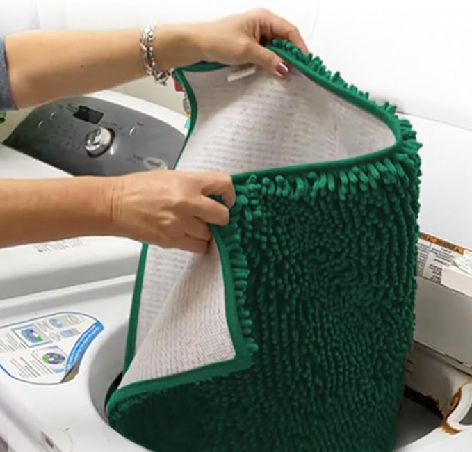 Muddy Mat® AS-SEEN-ON-TV Highly Absorbent Microfiber Dog Door Mat and Pet Rug, Non Slip Thick Washable Area and Bath Mat Soft Chenille for Kitchen Bathroom Bedroom and Indoor - Dark Green XXXL 72"X48"