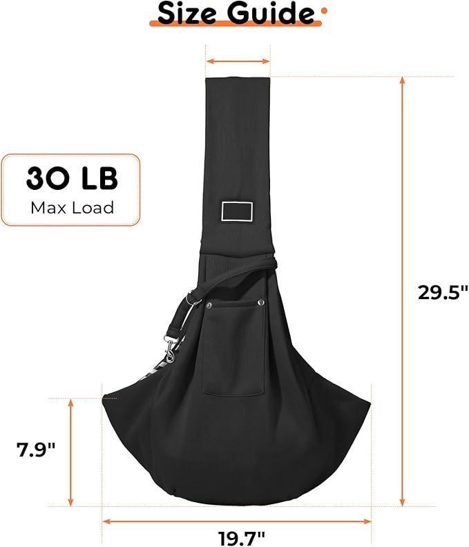 Hands-Free Dog Sling Carrier for Small Pets (5-15 lbs) - Adjustable Ergonomic Chest Carrier, Anti-Slip Design with Breathable Mesh - Reduce Back Pain & Pet Anxiety (Black)