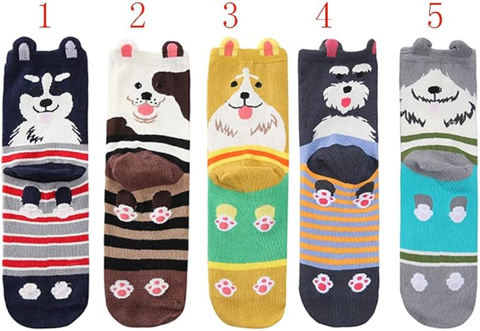 Womens Grils Cute Animal Socks, Dog Cat Socks, Novelty Funny Crew Sock, Animal Gifts for Women Dog and Cat Lovers
