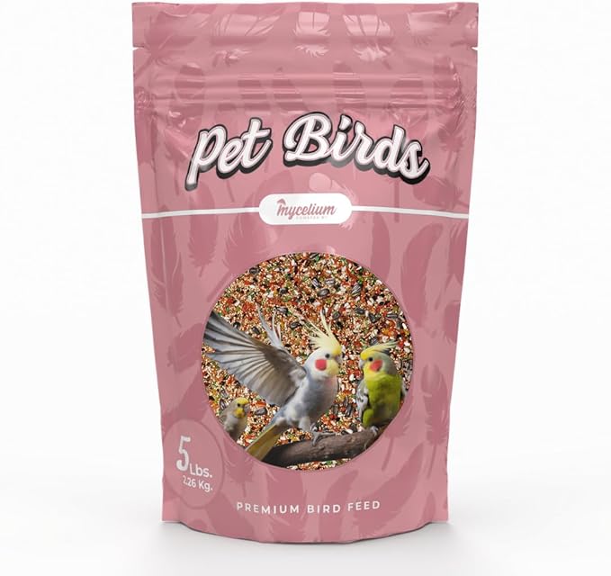 Mycelium Pet Bird Harvest Blend Bird Seed | Organic Food for Cockatiels, Lovebirds & Conures | Fruits, Vegetables, Egg, Vitamins & Minerals | Supports Feather & Digestive Health | 5 lb Bag