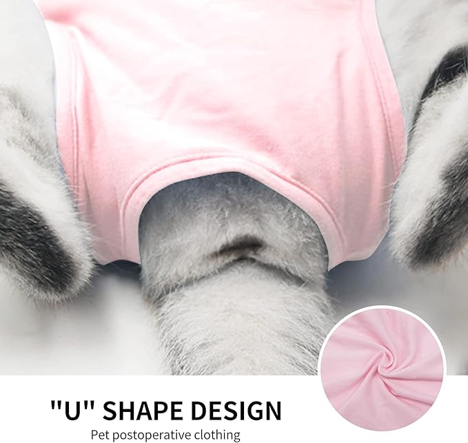 Kitten Onesies,Cat Recovery Suit for Abdominal Wounds or Skin Diseases,After Surgery Wear Anti Licking Wounds,Breathable E-Collar Alternative for Cat Pink L