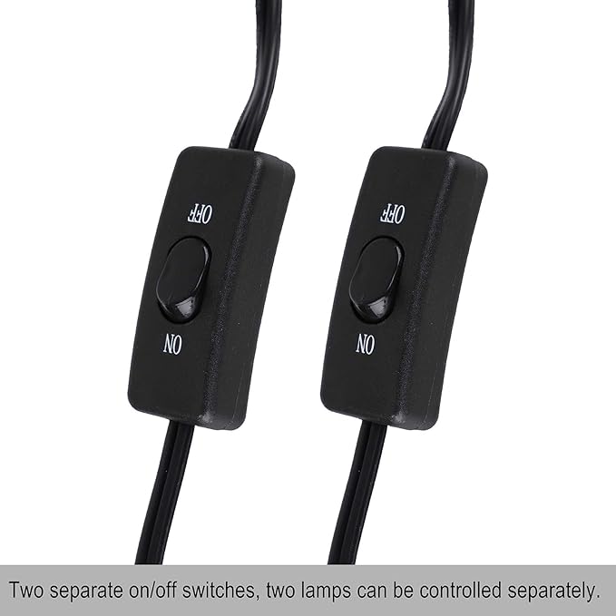 DXOPHIEX 15inch Dual Reptile Light Fixture, Max 150W Dual Reptile Heat Lamp with Separate Switches, Double Dome Lamp UVB Light Fixture for Bearded Dragon, Turtles, Snake and Lizard Terrarium