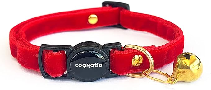 Safety Quick Release Cat Collars,Double Velvet with Bell Available in a Range Colors,Perfect for Your Kitty, Adjustable 20-30 cm