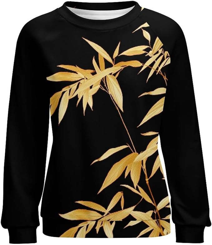 Womens Long Sleeve Tops Y2k Japanese Art Print Sweatshirts Fall Pullover for Women Crewneck Vintage Shirts Boho Tops