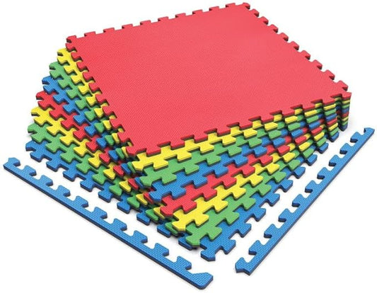 Norsk Reversible Kids Puzzle Play Mats 1/2" Thick EVA Interlocking Foam Tiles (Multicolor/Black 20 Tiles - 80 sq. Ft. 1/2" Thick)