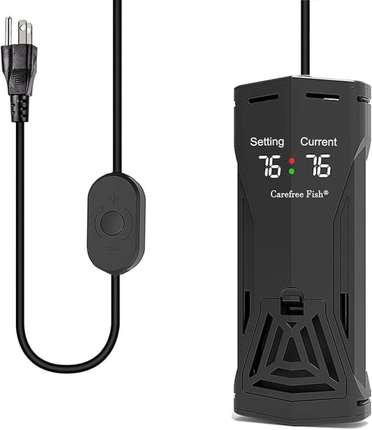 Carefree Fish 100/200/300/500/800W Paladin Aquarium Heater PTC Ceramics Heating Rod Digital LED Intelligent Leaving Water Automatically Stop Heating System for Freshwater and Saltwater No Cooking Fish