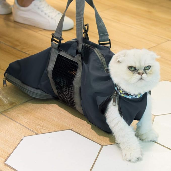 Cinf Cat Nail Clipping Cleaning Grooming Restraint Bag No Scratching Biting for Bathing Nail Trimming Injecting Examining(Black,S)