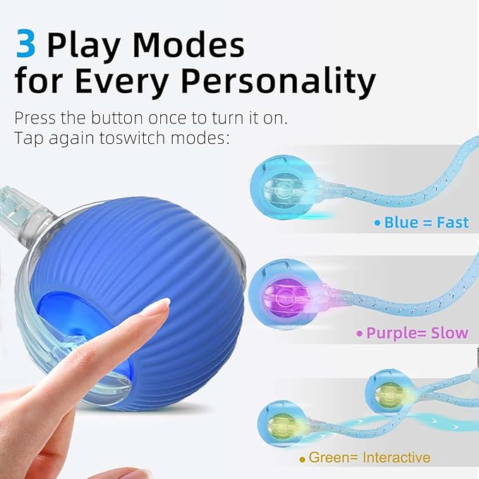 2 Packs Speed 2.0 Tail Interactive Cat Toys for Indoor Cats, Chirping & Motion Activate Cat Toy, Smart Kitten Rolling Ball Moving Ball Toys, Rechargeable Dog Cats Bal l for Enrichment Exercise