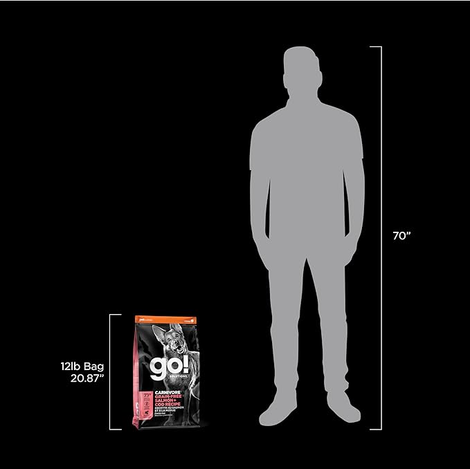 Go! Solutions Carnivore, Grain-Free, Protein Rich Dry Dog Food, Salmon and Cod Recipe, 12 lb Bag