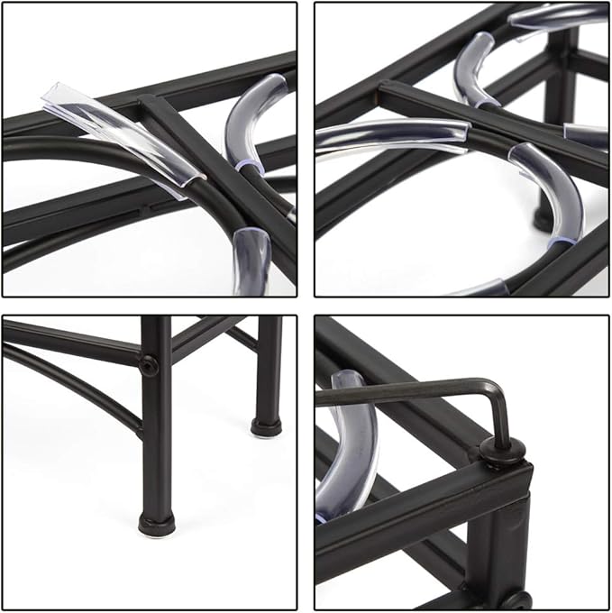 Funkeen Elevated Dog Bowls Raised Pet Feeder Cat Food & Water Diner Stand Set w/ 2 Removable Stainless Steel Bowls (2 Quarts/13.77" in Height)