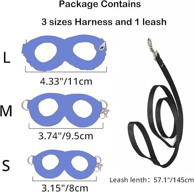 3 Pack Sugar Glider Harness and Leash Set Small Animal Training Walking Vest for Squirrel Hamster Rat Blue