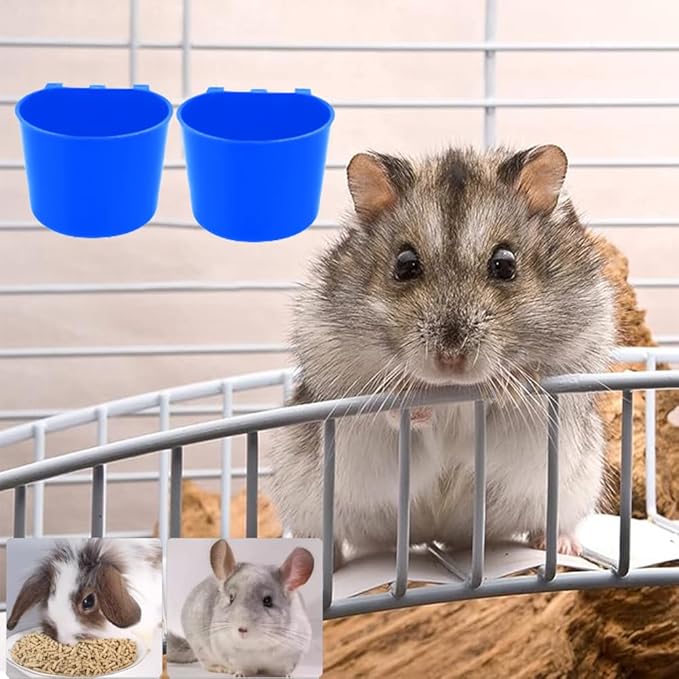 Hanging Chicken Feeder, 20pcs Chicken Water Cups, Plastic Cage Cups for Chickens Pigeon Rabbit Poultry (Blue)