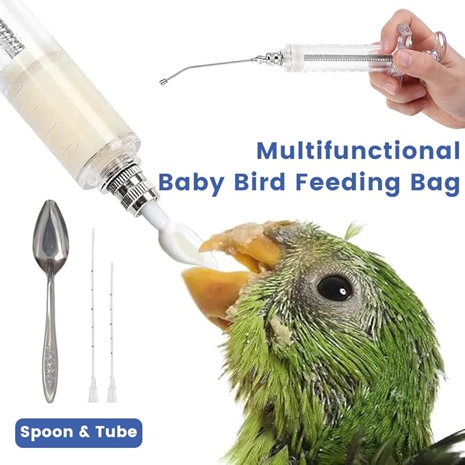 12 PCS Baby Bird Feeding Syringe Set with Storage Bag Professional Parrot Syringe Feeder Bird Hand Feeding Tubes Kit for Parakeets, Cockatiels, African & Amazon Grey Parrots, Cockatoos, Macaws