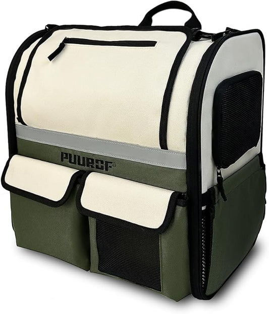 Cat Backpack Carrier,Pet Backpack for Small Dogs, Medium Cats, Maximum Weight 16 lbs,Sunshade and Breathable Dog Backpack Carrier,Ergonomic 3D Design for Hiking,Camping and Vet Visits (Green)