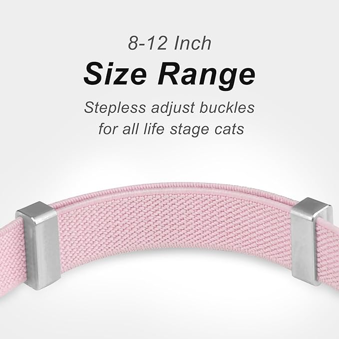 AirTag Cat Collar, Ultra Elastic Cat Tracker Collar with Apple Air Tag Holder, [Lightweight][Scratch Resistant] Stepless Adjustable GPS Pet Collar for Cats Kittens [Pink]