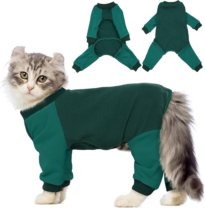 QBLEEV Cat Pajamas for Cats Only, Sticky Hair Cat Clothes, Prevent Lost Fur Kitten Onesie Shirts Costumes Outfits for Daily Wear Parties Photography, Cat Recovery Suit for Cats or Small Dogs