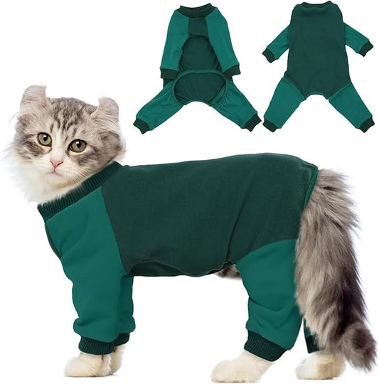 QBLEEV Cat Pajamas for Cats Only, Sticky Hair Cat Clothes, Prevent Lost Fur Kitten Onesie Shirts Costumes Outfits for Daily Wear Parties Photography, Cat Recovery Suit for Cats or Small Dogs