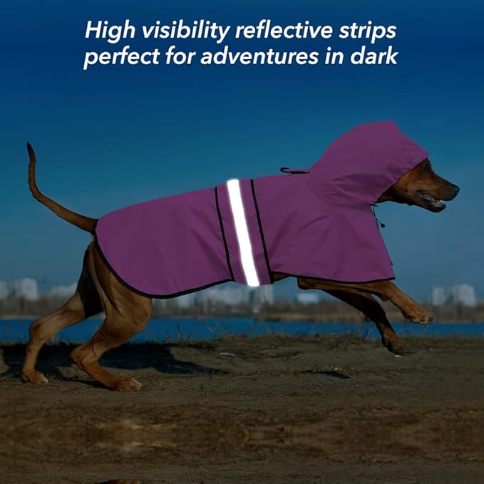 Waterproof Dog Raincoat - Adjustable Pet Rain Coats, Lightweight Hooded Slicker Poncho Rain Jacket for Small to X- Large Dogs and Puppies (Pink, X-Large)