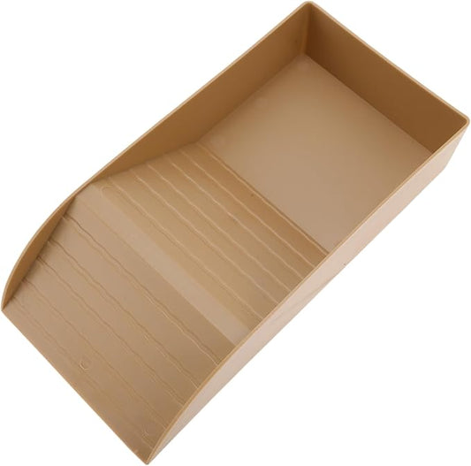 Tortoise Food Dish with Ramp, Plastic Reptile Water Bowl, Tortoise Water Pool, Reptile Climbing Ramp for Turtles Lizards, 12.01"x5.91"x2.36", Brown