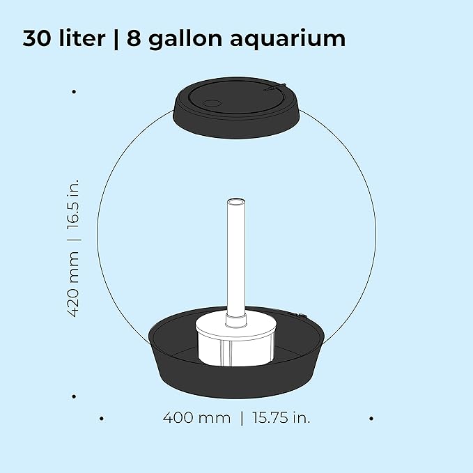 biOrb Classic 30 Acrylic 8-Gallon Aquarium with Multi-Color Remote-Controlled LED Lights Modern Tank for Tabletop Display, Black