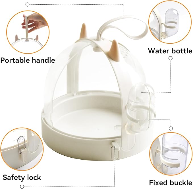 Hamster Portable Cage Travel Case,Hamster Carrying Cage High Permeability Guinea Pig Travel Cage with Water Bottle Travel Carrier for Gerbils Mice Guinea Pigs Sugar Glider(White)