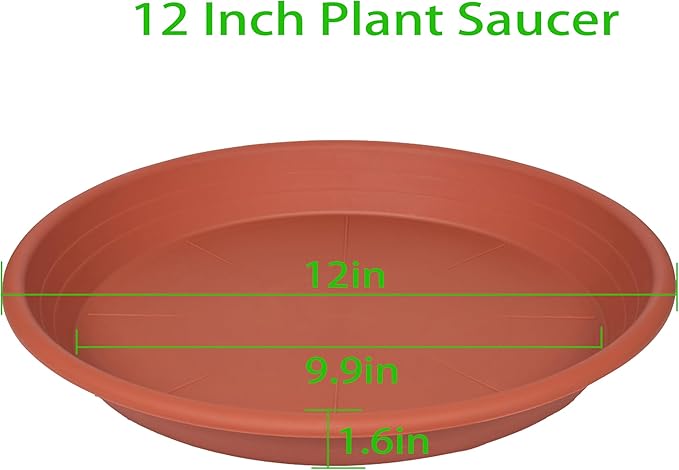 2 Pack of Plant Saucer 12 inch, 12 inch Plastic Plant Drip Trays, Heavy Duty Plant Trays for Indoors no Holes, Plant Water Tray for Planters (Terracotta)