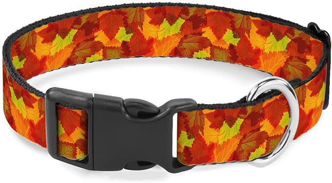 Fall Red Orange Maple Leaf Autumn Pet Collar Cat Dog Neck Strap Quick Release Buckle Adjustable Female Male Puppy Corgi