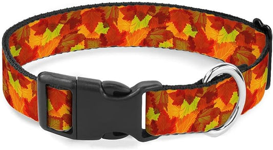 Fall Red Orange Maple Leaf Autumn Pet Collar Cat Dog Neck Strap Quick Release Buckle Adjustable Female Male Puppy Corgi