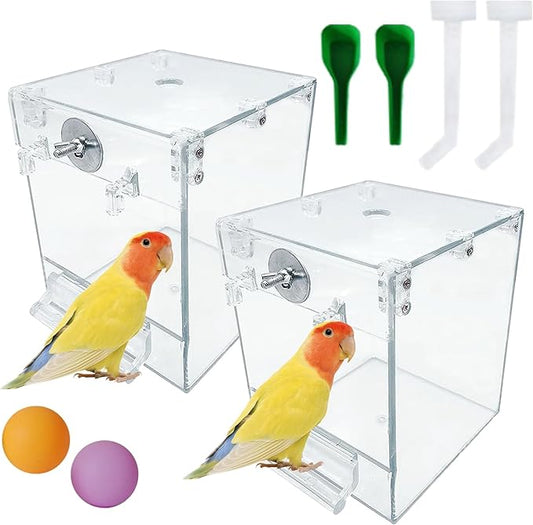 kathson Bird Bath for Cage,2 Pcs Hanging Bird Bath Box No-Leakage Parrot Shower Tub with Water Injectors Birds Bathing Accessory for Parrots Canary Lovebirds Conures Parakeets