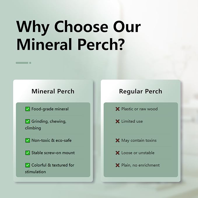 Natural Mineral Bird Perch for Cage Parrot Perch Platform for Beak Grinding Claw Trimming & Chewing Chew Toy for Parakeets Cockatiels Conures Birds Cage Accessories (Gradient Green, 4.7")