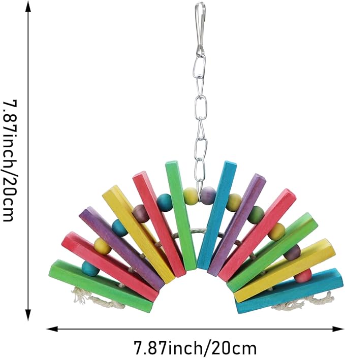 Litewoo Bird Parrot Parakeet Toys, Colorful Bite Wood Swing Toy for Small Medium Parakeet Cockatiel Budgie Cockatoo Macaw Conure Parrot（A）