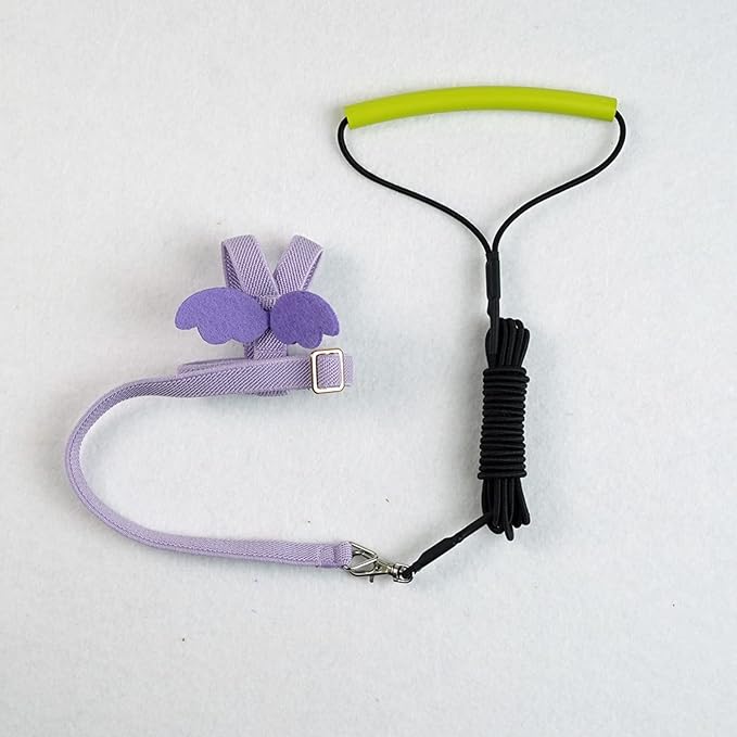 Pet Parrot Bird Harness Leash Adjustable Bird Flying Harness Traction Rope with Cute Wing for Parrots Pigeons Budgerigar Lovebird Cockatiel Mynah Outdoor Training Toy (XL, Purple)