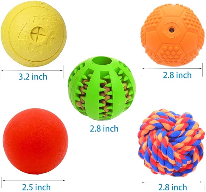 5 Different Functions Interactive Dog Puzzle Toys Balls for Medium Large Dogs, Food Treat Dispensing Dog Toys
