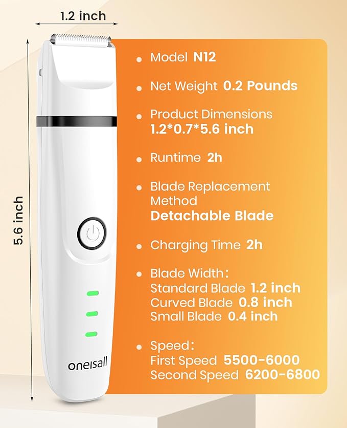 oneisall Cat Grooming Kit, 3 in 1 Quiet Cat Clippers for Thick Matted Paw Hair Trimmer, Heavy Coat Butt Shaver Cordless Pet Clippers Fur Trimmer for Dogs and Other Small Animals at Home Travel
