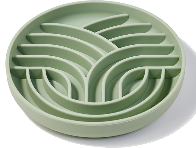 OHMO Slow Feeder Dog Bowls(Tree Life, Sage Green) Enrichment Soft Silicone Food Safe Feeding Bowl Non Slip Suction Cup for All Breed Pet, Cat Slow Down Eating Dishes, Boredom and Anxiety Reducer