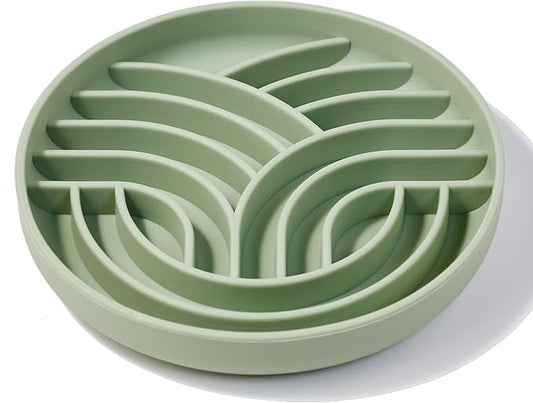 OHMO Slow Feeder Dog Bowls(Tree Life, Sage Green) Enrichment Soft Silicone Food Safe Feeding Bowl Non Slip Suction Cup for All Breed Pet, Cat Slow Down Eating Dishes, Boredom and Anxiety Reducer