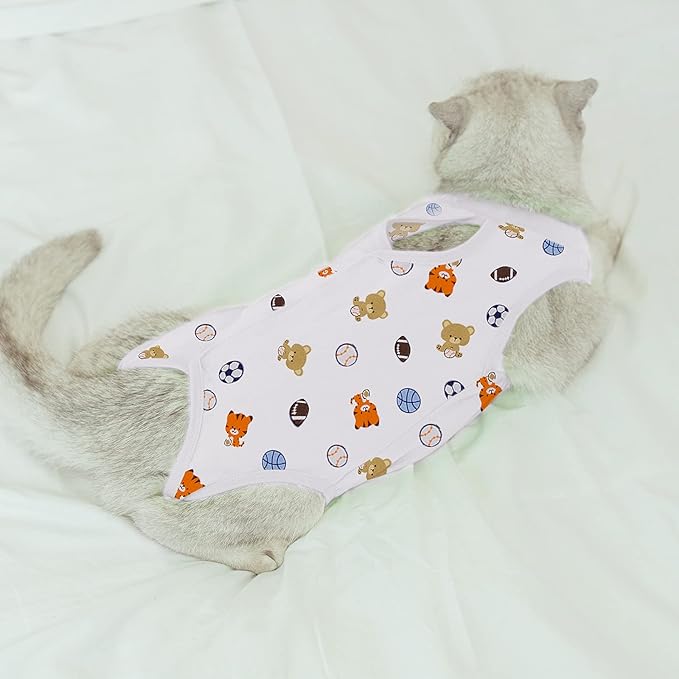 Cat Professional Surgical Recovery Suit,E-Collar Alternative for Cats Dogs,After Surgery Wear, Pajama Suit,Home Indoor Pets Clothing Football M