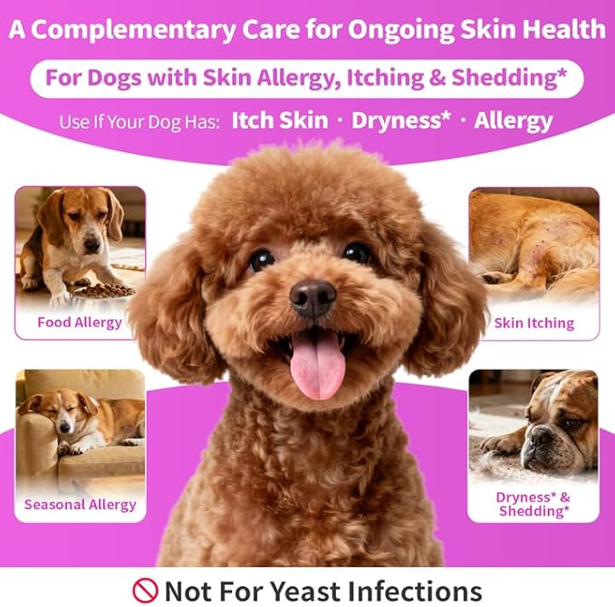 Liquid Collagen for Dogs Skin Comfort & Calming, Dog Itch Relief & Anti-Scratching & Coat Supplement with Biotin for Skin Barrier & Sensitive Immune Health Support - Chicken Flavor, 2 FL.Oz