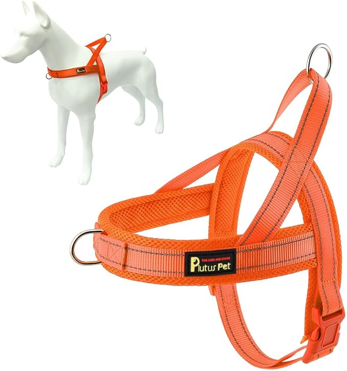 Plutus Pet No Pull Dog Harness with Breathable Mesh Padded, Adjustable Reflective Escape Proof Dog Harness, Quick Fit Dog Vest Harness for Small Medium Large Dogs(XS, Orange)