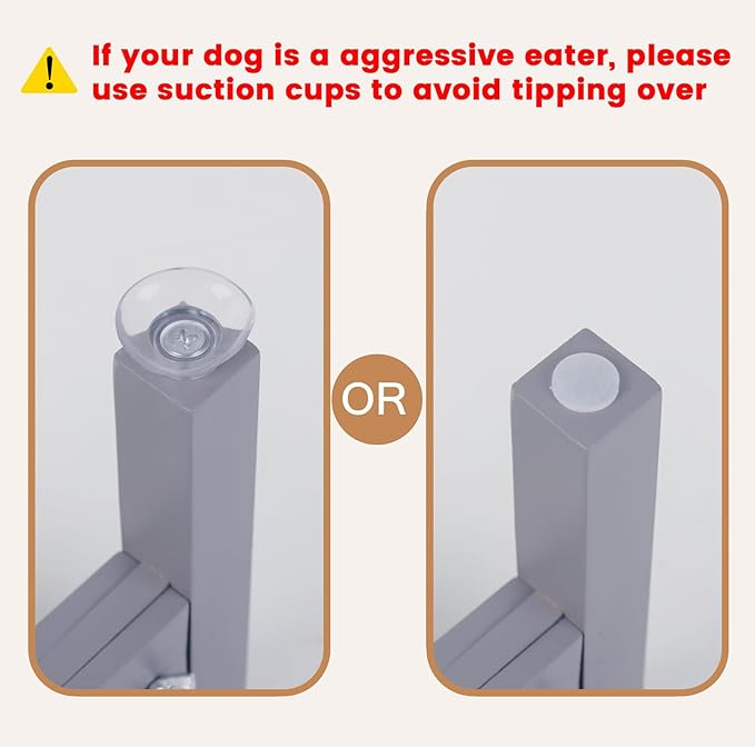 Elevated Dog Bowl Stand,Adjustable Dog Food Stand for 6”-8” Bowls,Single DogBowl Holder 7” Tall for Cats and Small Dogs Grey