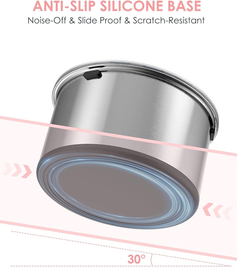 1Gallon Large Dog Water Bowl No Spill, [Anti Digging Lid & Rubber Bottom] Spill Proof Dog Bowl, Anti Splash Mess Dripless Slow Drinking Stainless Steel Water for Sloppy Messy Drinkers Car