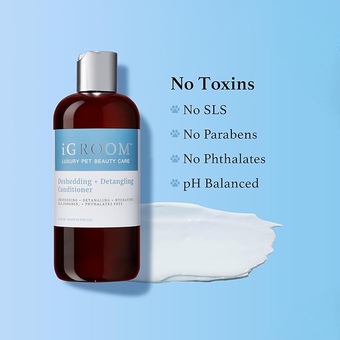 iGroom Deshedding & Detangling Dog Conditioner, Luxury Pet Beauty Care, Loosen Tangles + Unwanted Undercoat, Adds Shine + Volume, Made in USA (1 GAL)