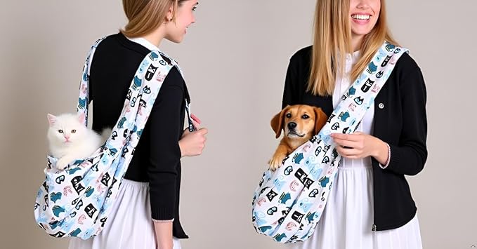 Double-Layer Adjustable Pet Carrier Sling Bag for Large Dogs and Cats, Reversible Design, Dog mom Gifts,Navy and Pink (White)