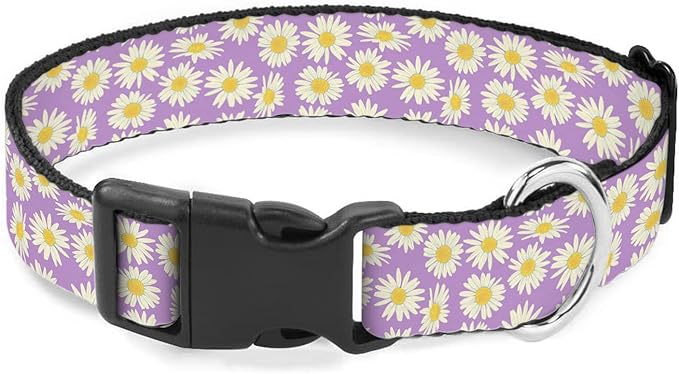 White Daisy Flower Purple Dog Collar Soft Pet Collars for Small Medium Large Breed Dogs Cats Puppy Kitten Terrier