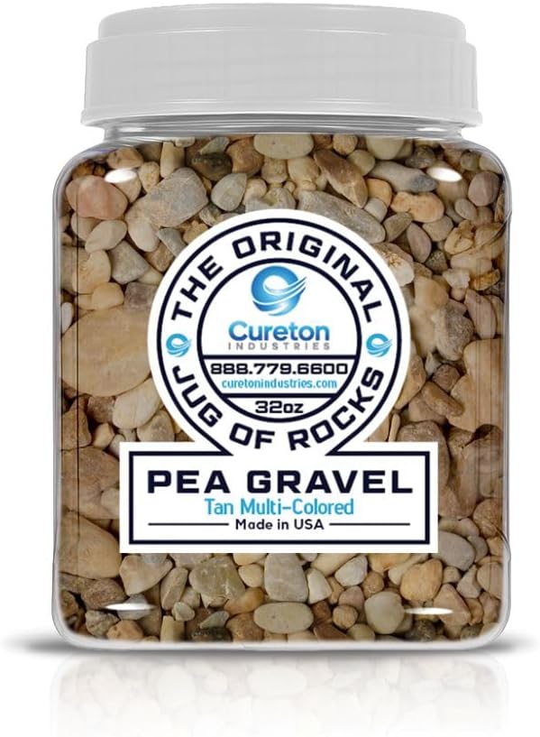 32 oz Jug of Multicolor Tan Pea Gravel, ⅛ - ½ inch Size, for Indoor Outdoor Decor, vase Filler, Candles, Art, Crafts, Aquariums, Fairy Gardens, planters, tablescapes, terrariums